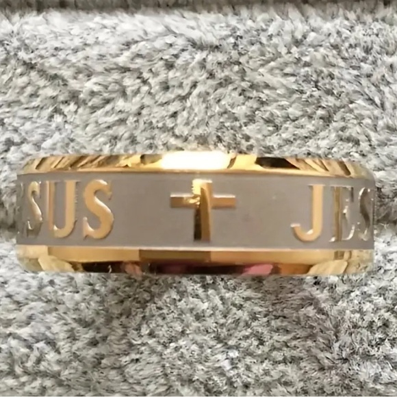 UNISEX/MENS JESUS WEDDING BAND RING/GIFT SZ 8 - Picture 5 of 5